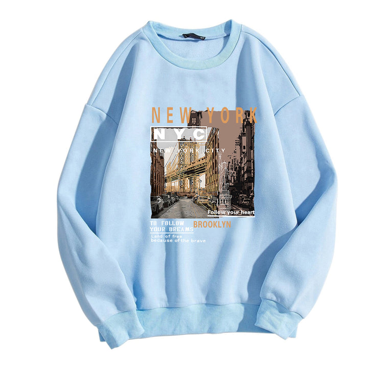Kvinnenes komfortable sweatshirts med NYC-motiv Skjora