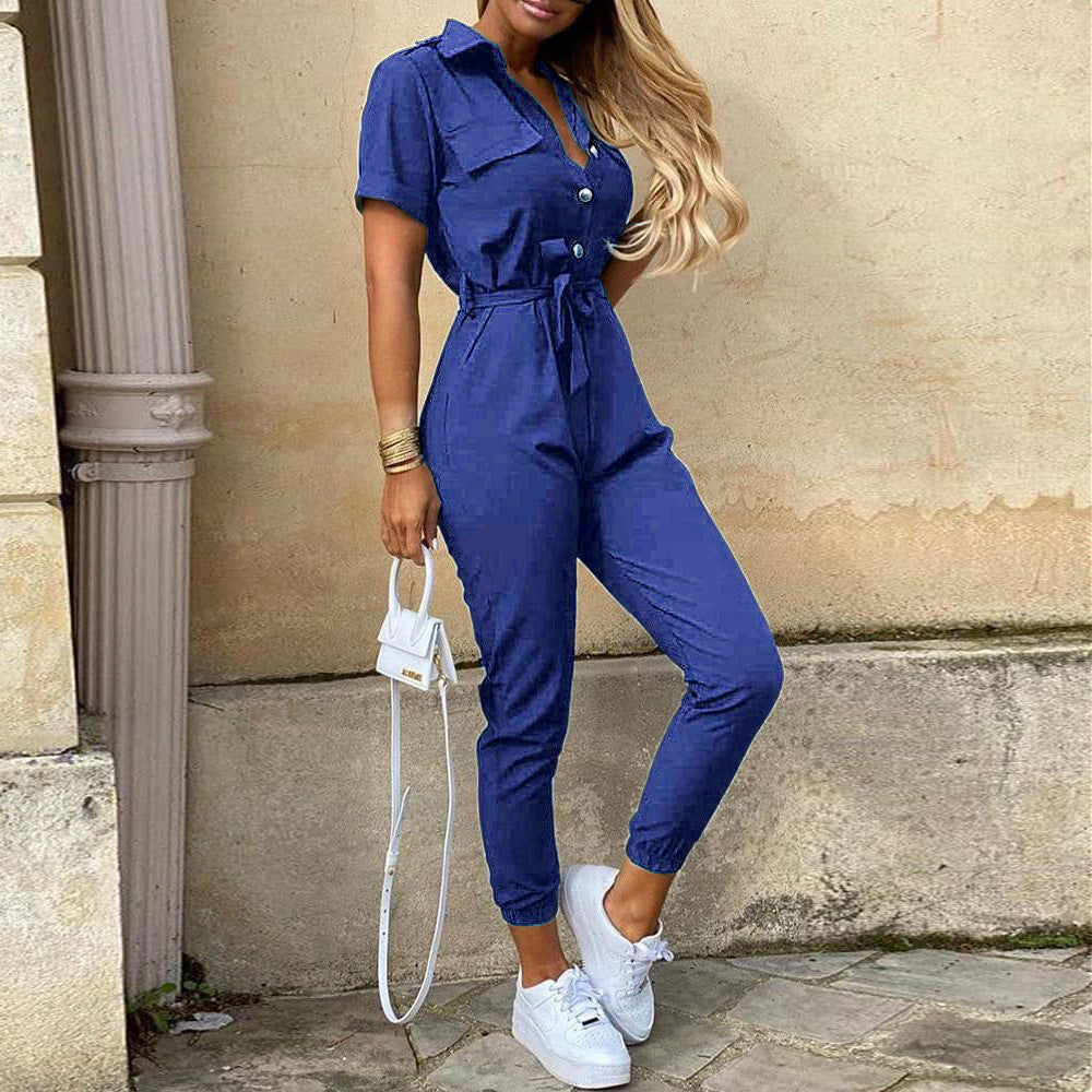 Dame elegant jumpsuit med innsvingt snitt og praktiske lommer Skjora