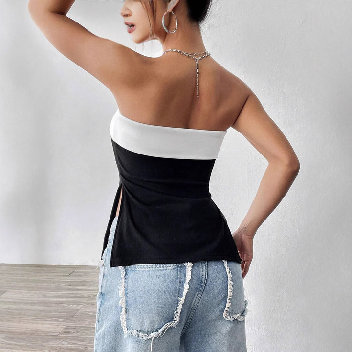 Dame Bandeau-top med elegant fargeblokkdesign Skjora
