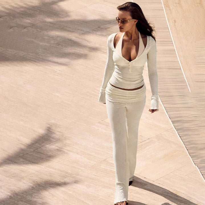 Dame Myk Jumpsuit med lange ermer og rynker Skjora