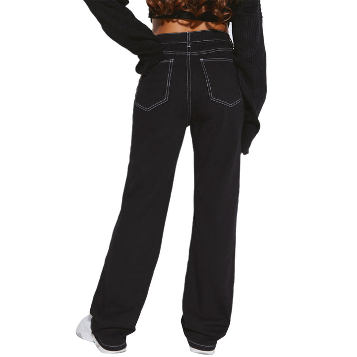 Dame brede høytlivsjeans med kontrasterende sømmer og stilig snitt Skjora