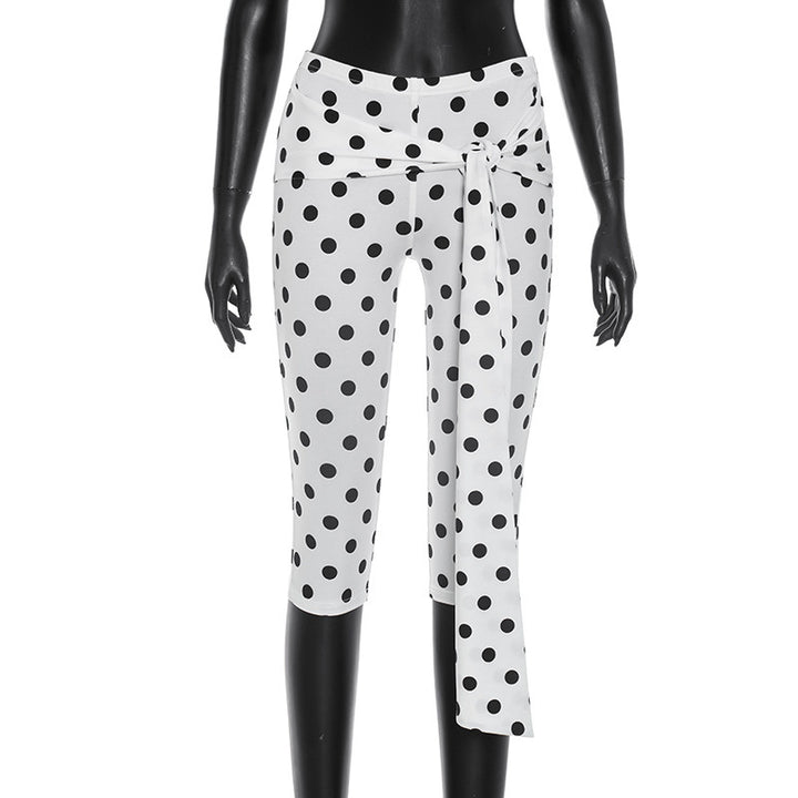Dame Polka-Dot Culottes med elegant belte Skjora