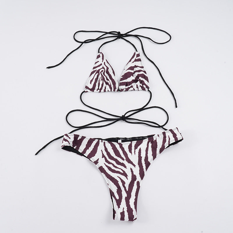 Dame Bikini Sett i stilig zebra-design med justerbare stropper Skjora