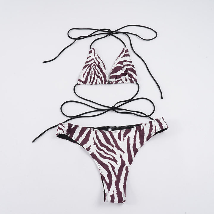 Dame Bikini Sett i stilig zebra-design med justerbare stropper Skjora