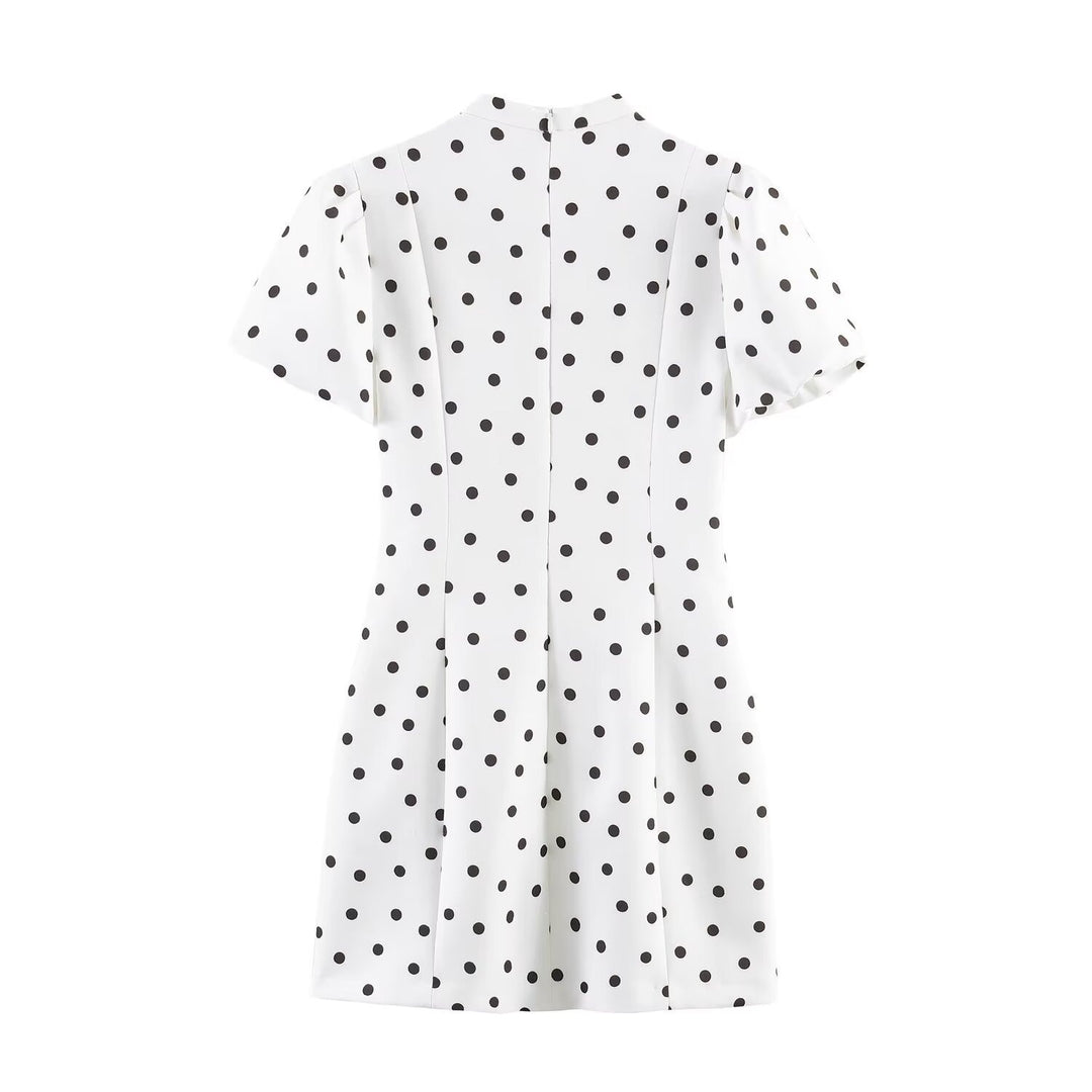 Women's V-neck Mini Dress with Voluminous Puffed Sleeves Skjora