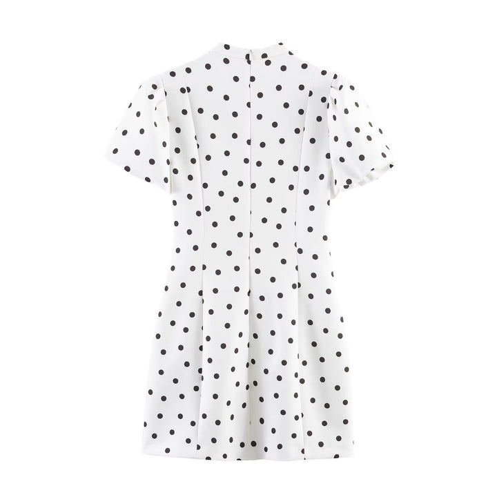 Women's V-neck Mini Dress with Voluminous Puffed Sleeves Skjora
