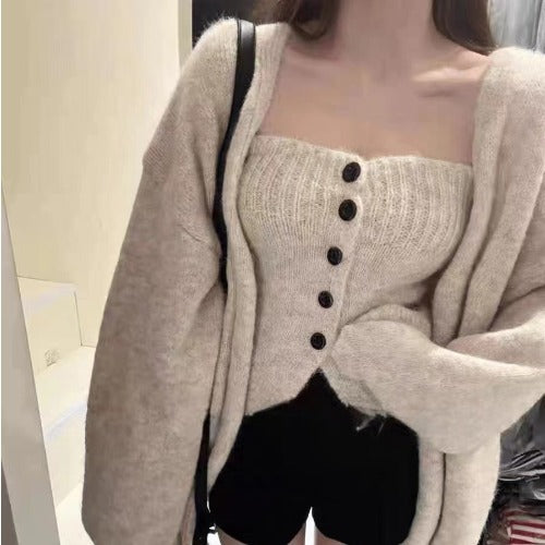 Dame cardigan med knapper og åpne fronter Skjora