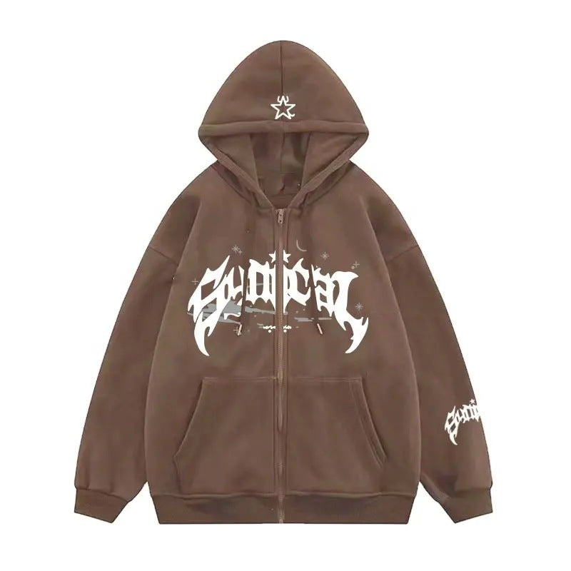Dame hoodie med urban grafisk element og praktiske lommer Skjora