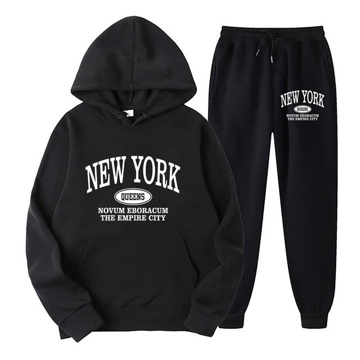 Kvinnelig Sporty Hettesett med Stor New York Trykk Skjora