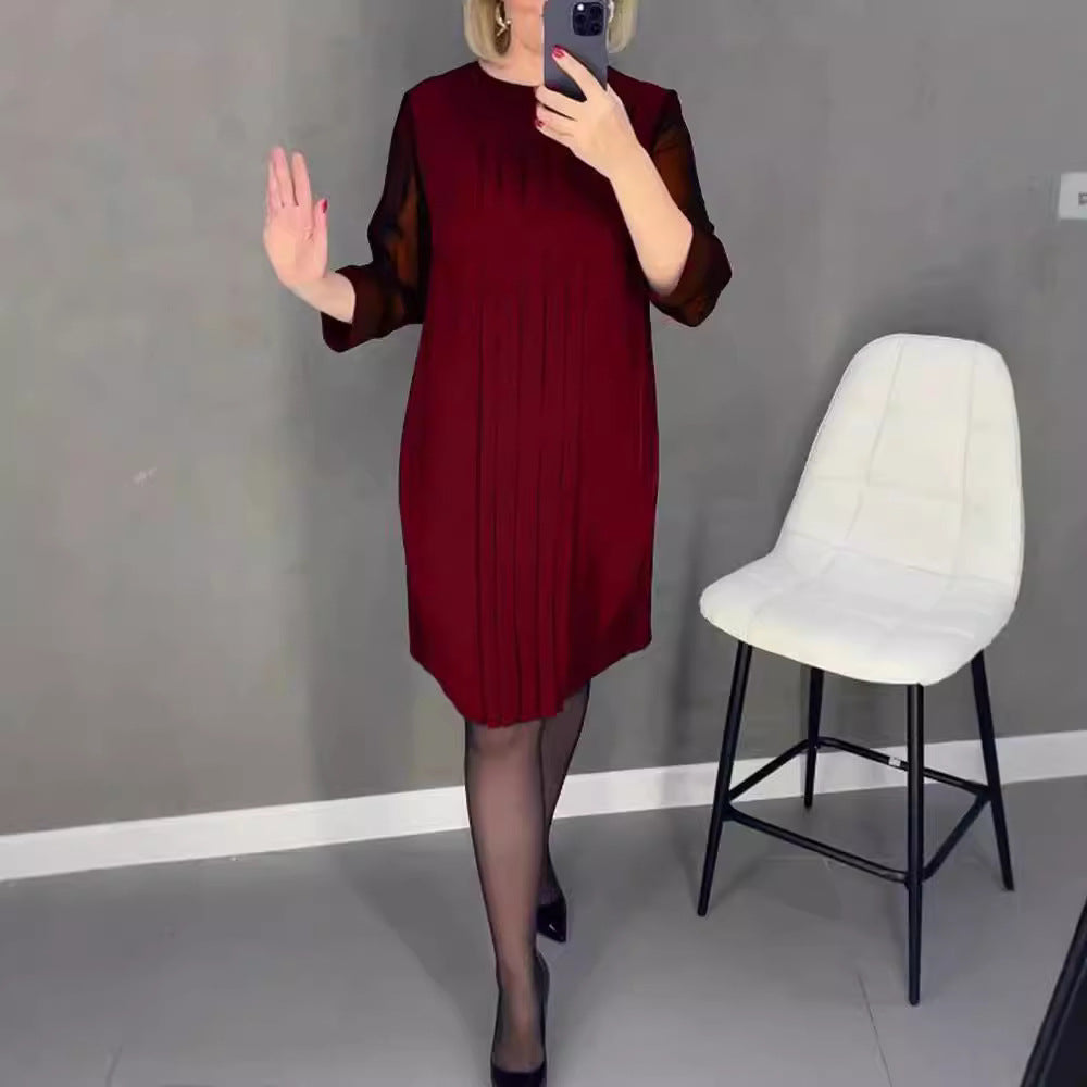 Kvinne elegant volangkjole med transparente ermer Skjora