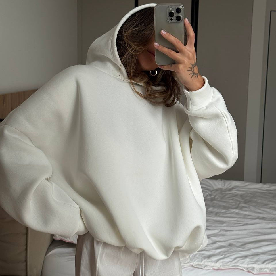 Kvinne Oversized Hettegenser med Gammeldags Snitt Skjora