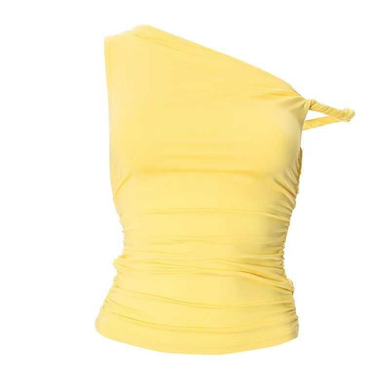Dame En-sidig Rynkedes Top med elastisk Design Skjora