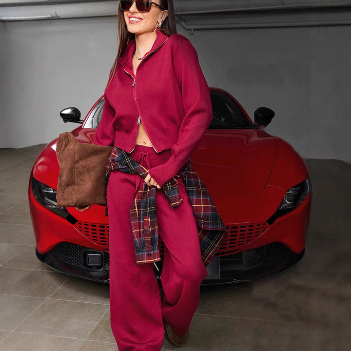 Dame's casual fleece treningsdrakt med glidelås Skjora