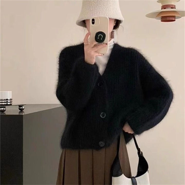 Dame Fleece Cardigan med Knapp og Casual Cut Skjora