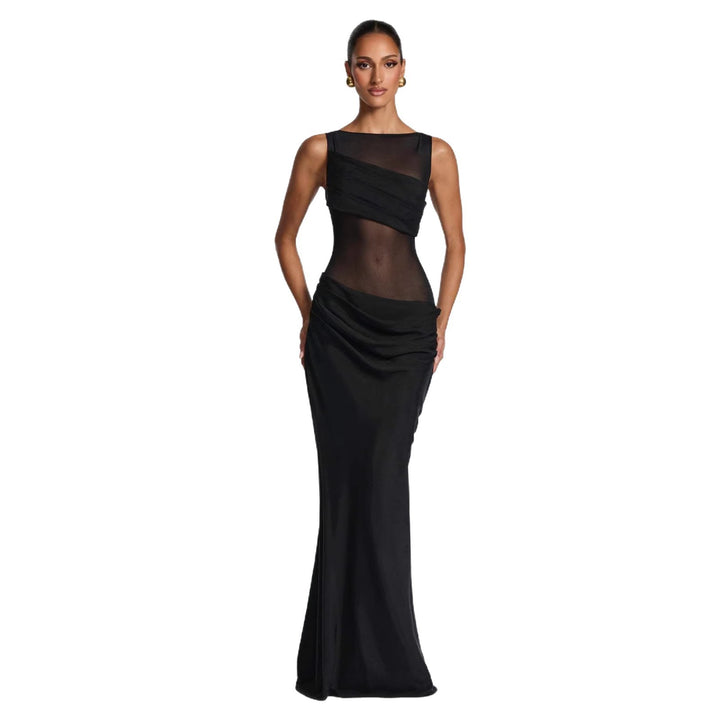 Damer Elegant Kveldsdress med Transparent Top og Raffinerte Volanger