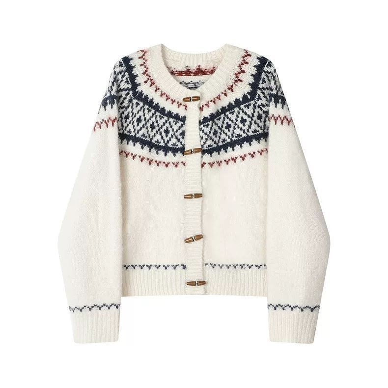Dames cardigan med elegant norsk mønster Skjora