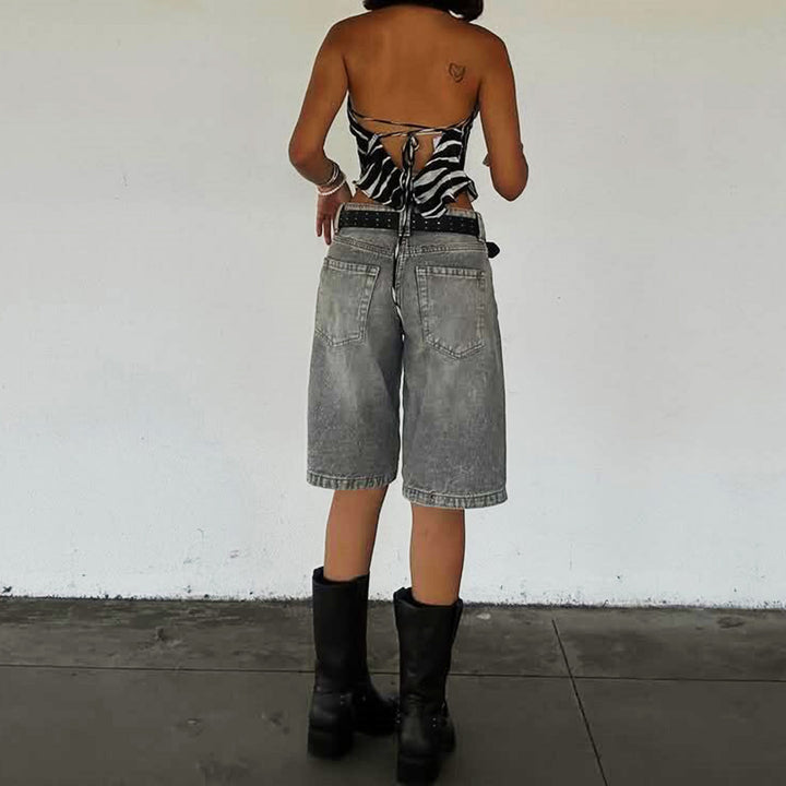 Dame Høyeskårne Denim-Shorts i moderne stil Skjora