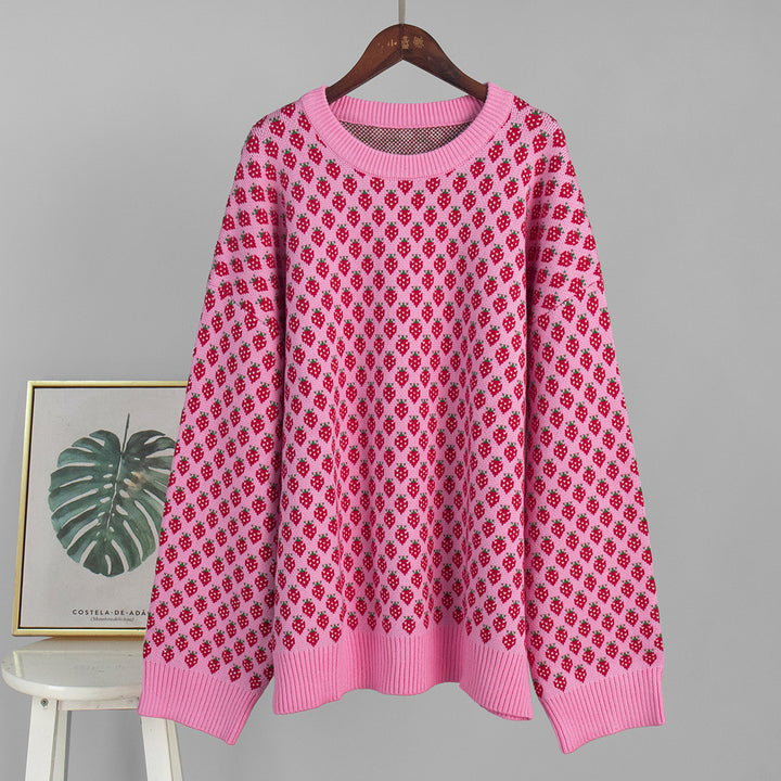 Oversized genser for kvinner med blomstermotiv Skjora