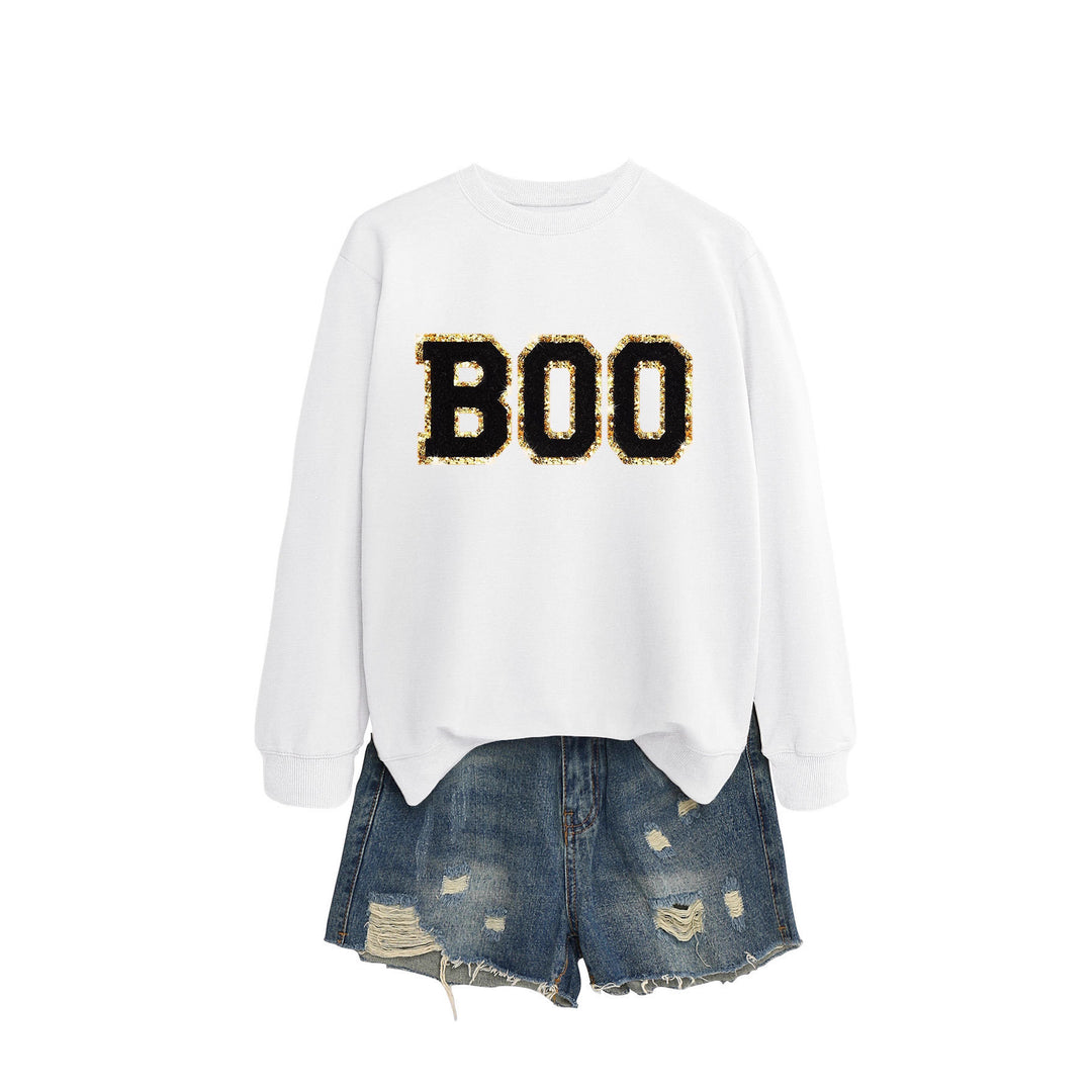 Damer sweatshirt med glitrende trykk Skjora