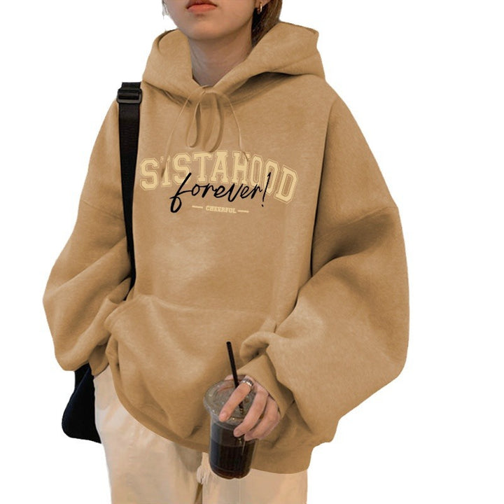 Dame hoodie med kreativ tekstopplevelse og avslappet oversized passform