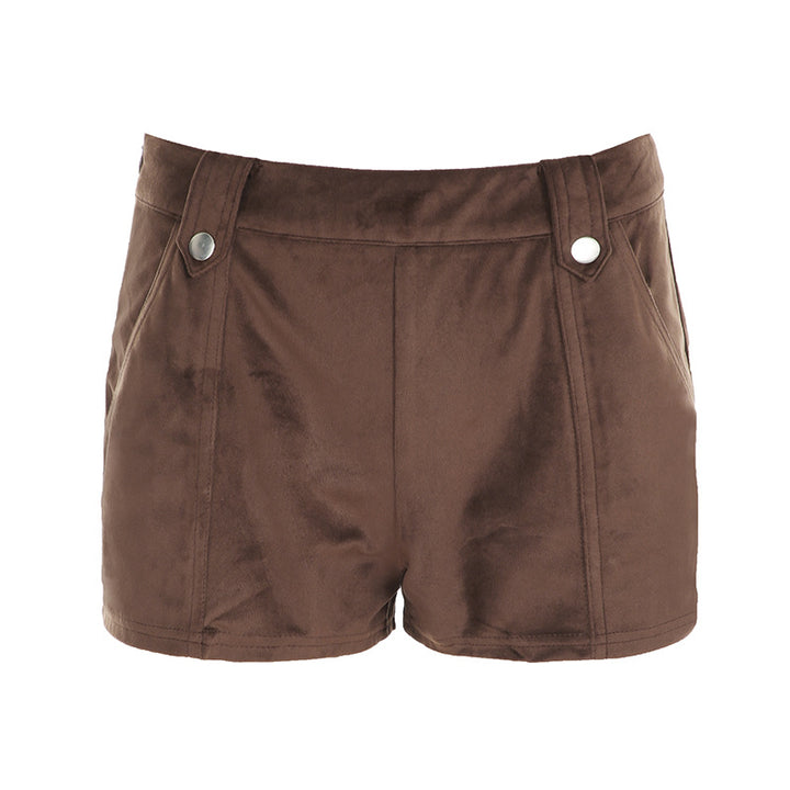 Dame moderne kunstlær shorts med elegante detaljer Skjora