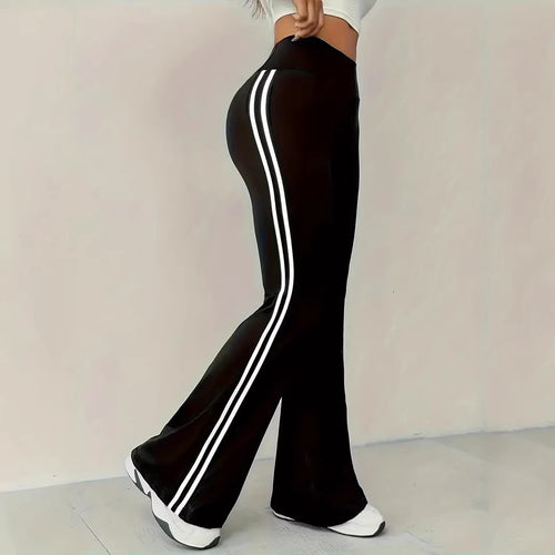 Bootcut sport leggings for women with stripes Skjora