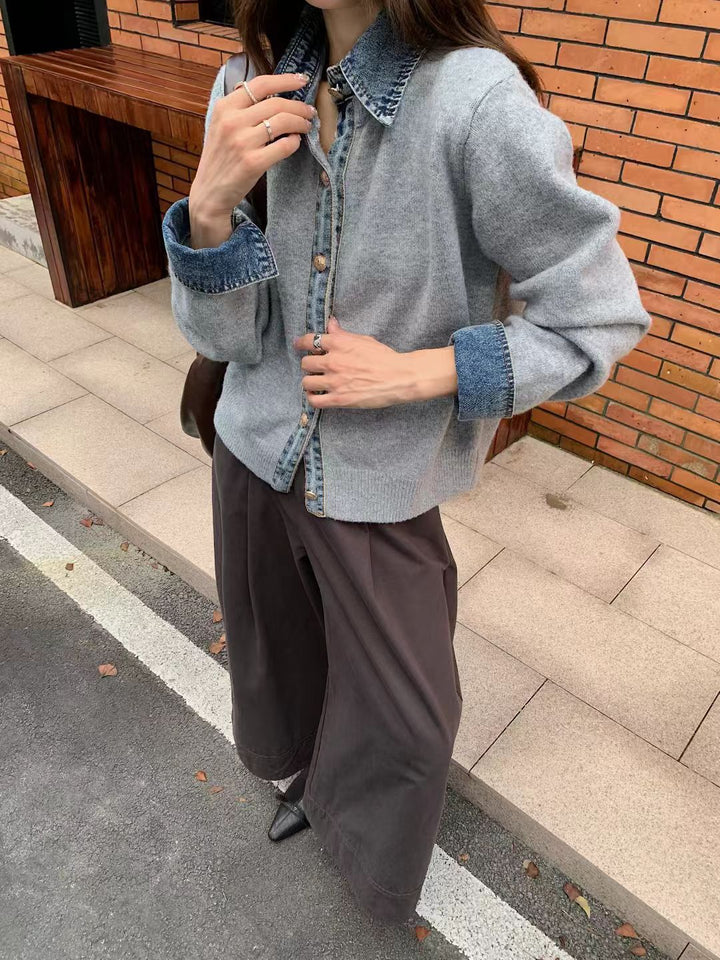 Dames fashionable cardigan med innovativ krage og elegante knappdetaljer Skjora