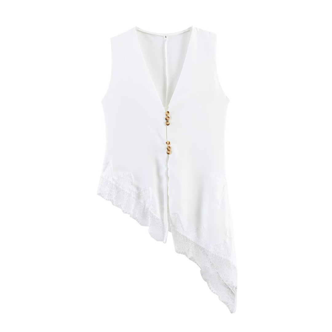 Damer asymmetrisk vest med elegant spiss Skjora