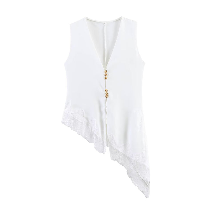 Damer asymmetrisk vest med elegant spiss Skjora