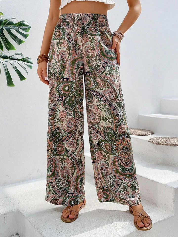 Dame løse Palazzo-bukser med paisley mønster Skjora