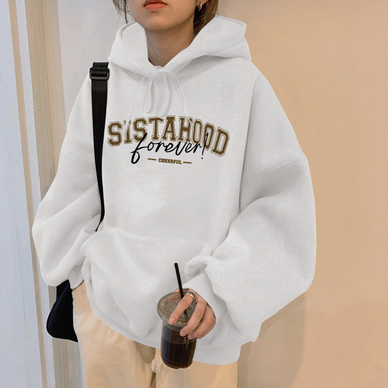Dame hoodie med kreativ tekstopplevelse og avslappet oversized passform