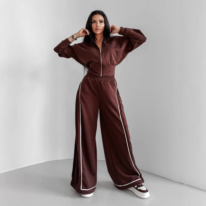Dame casual tracksuit med løs passform og praktiske lommer