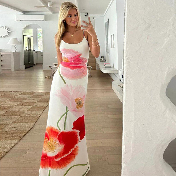 Dame maxikjole med blomsterdesign Skjora