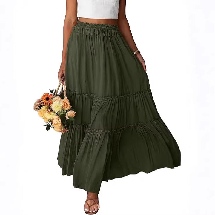 Maxi maxiskjørt for kvinner med volangdetaljer Skjora