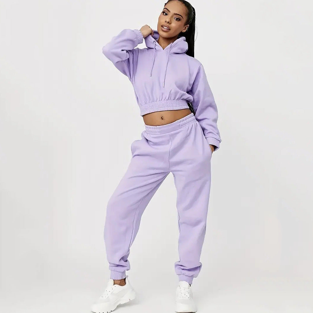 Kvinnenes cropped sweat suit med snor og elastisk midjebånd Skjora