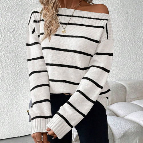 Damer casual genser med iøynefallende stripe-design Skjora