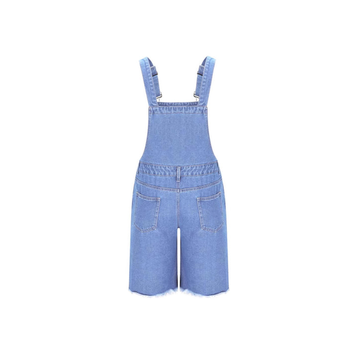 Herre denim-latzshorts i avslappet design med påsydd lommer Skjora