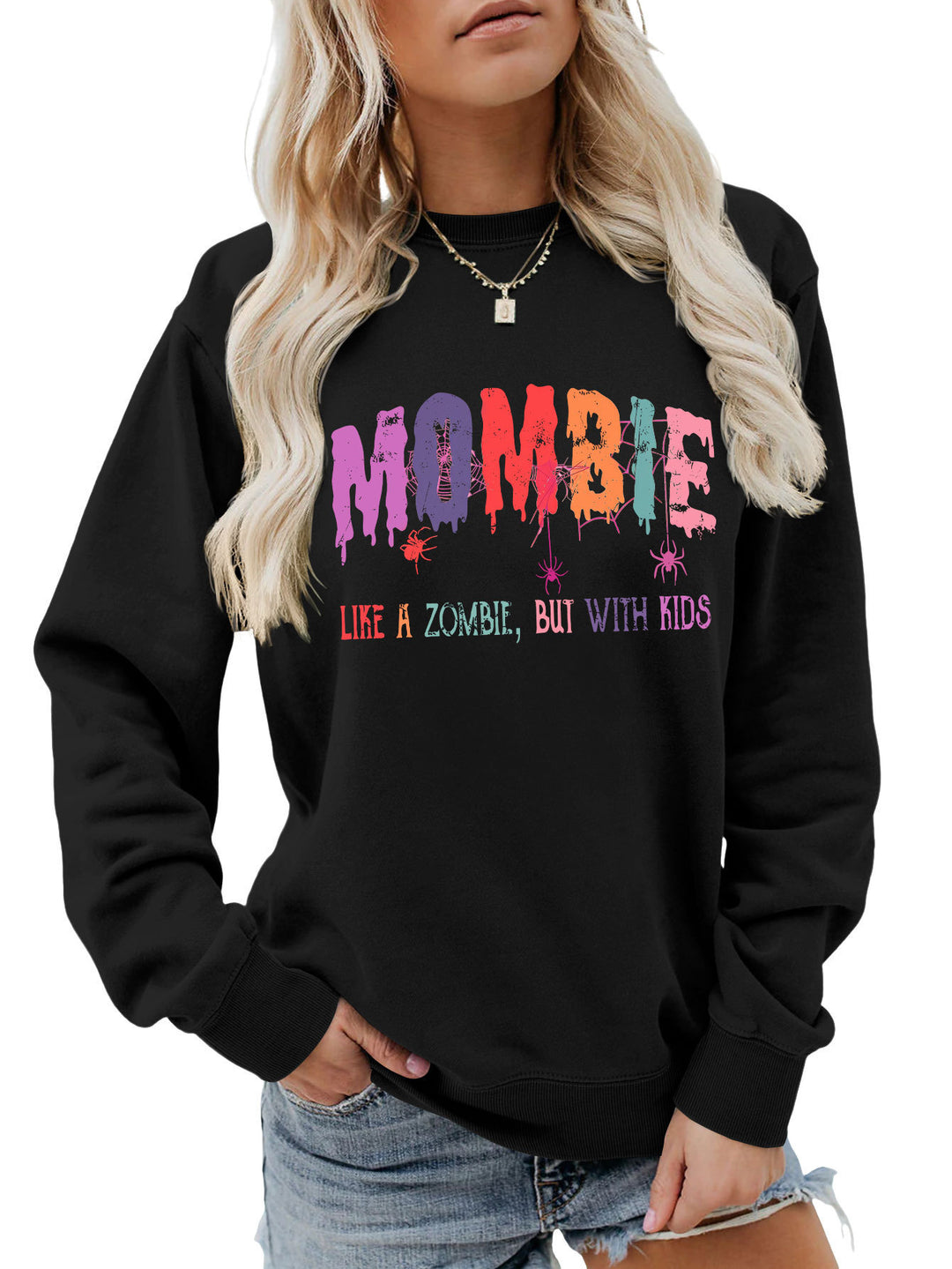 Dame genser med kreativt zombie motiv Skjora