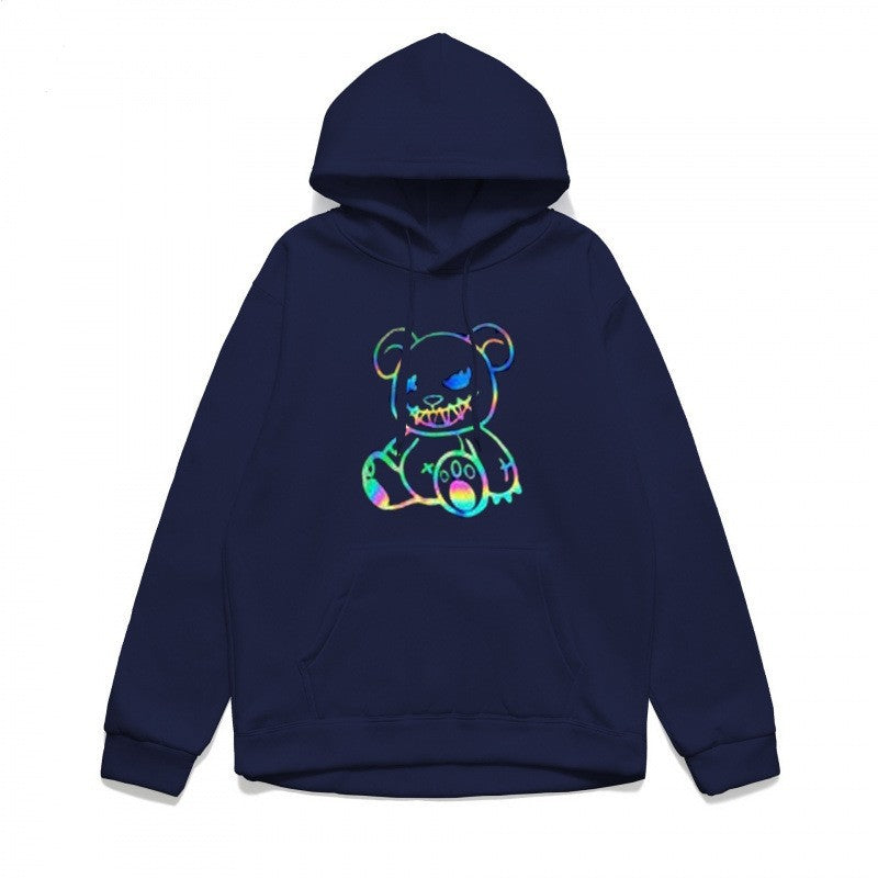 Damer hoodie sweatshirt med kult bjørnemotiv og behagelig passform Skjora