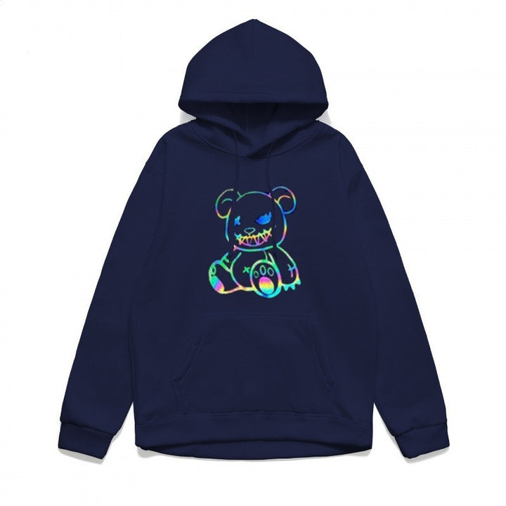 Damer hoodie sweatshirt med kult bjørnemotiv og behagelig passform Skjora