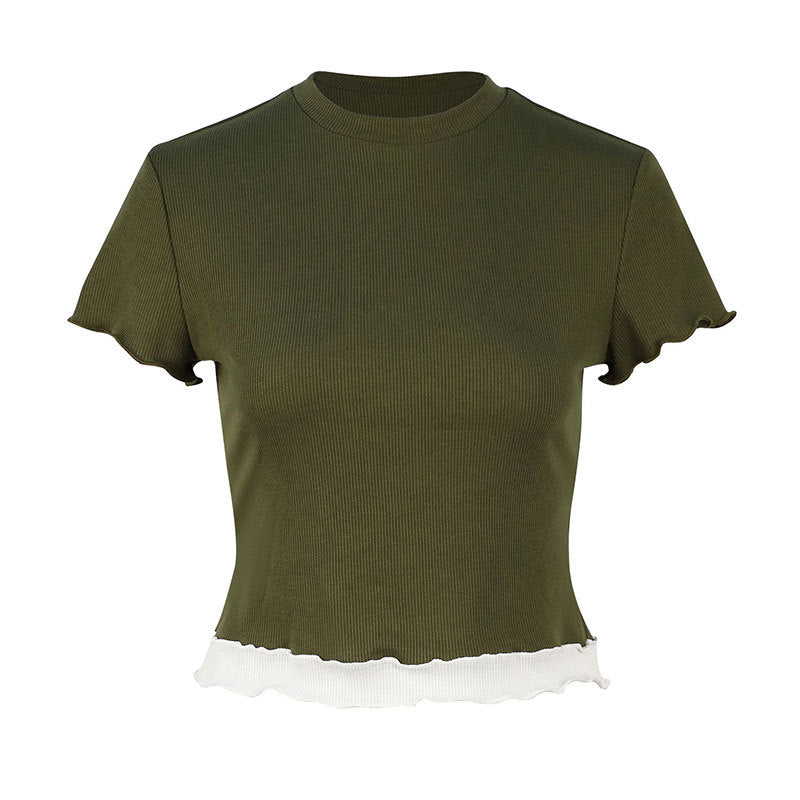 Dame Crop-Top med volangdetaljer Skjora