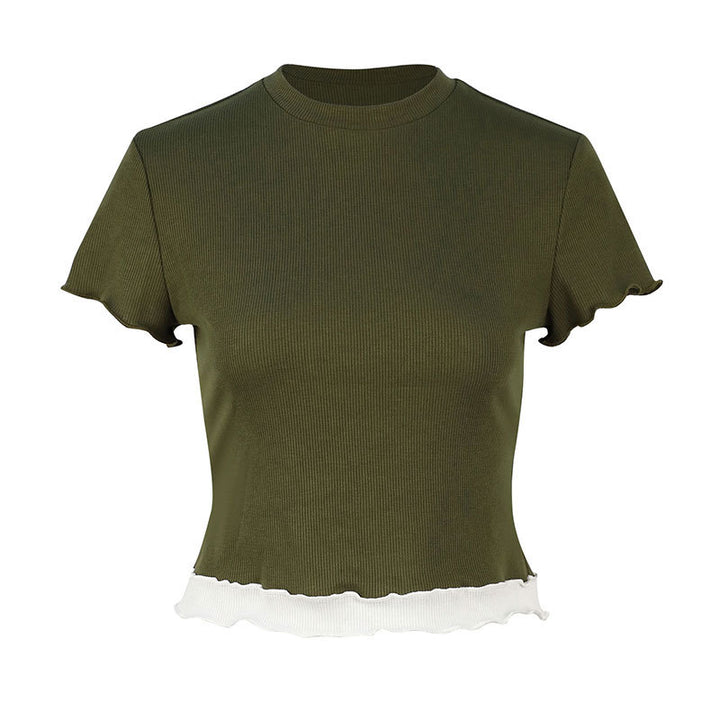 Dame Crop-Top med volangdetaljer Skjora