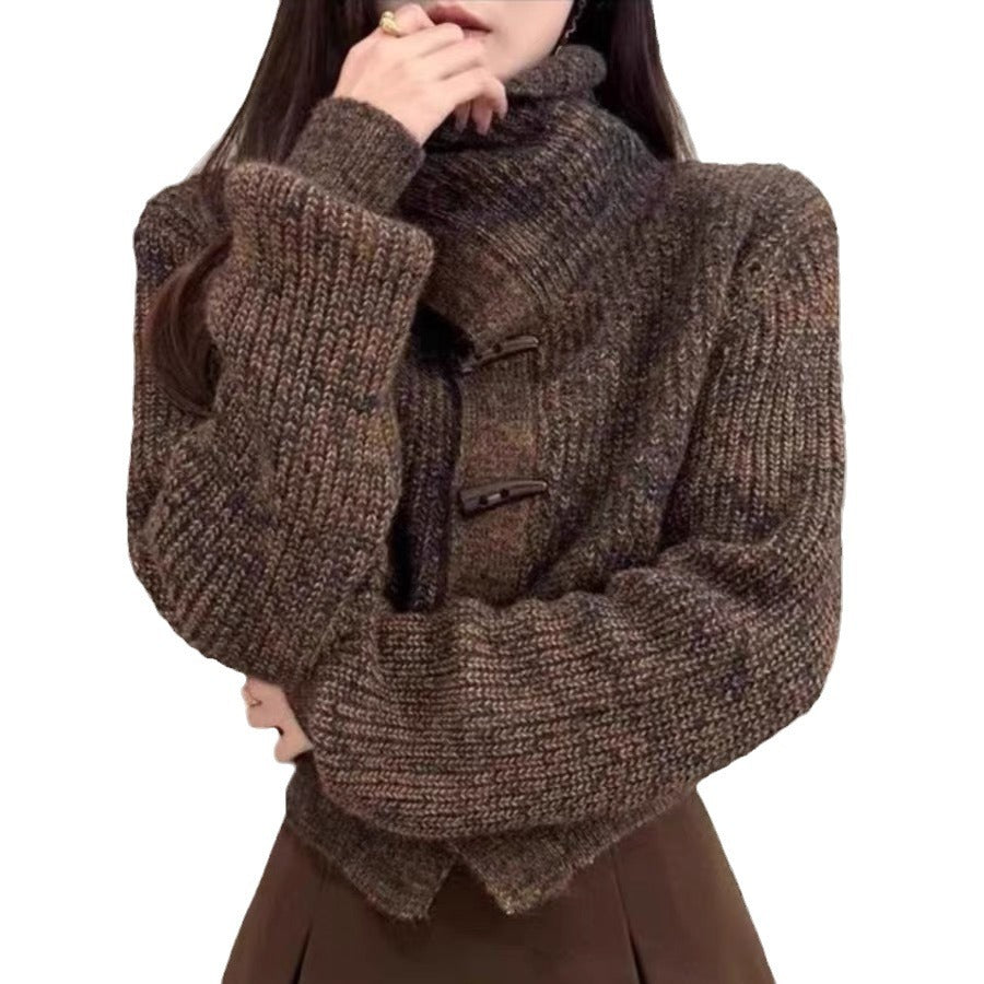 Kvinne cardigan med stilige krage og dekorative knapper Skjora