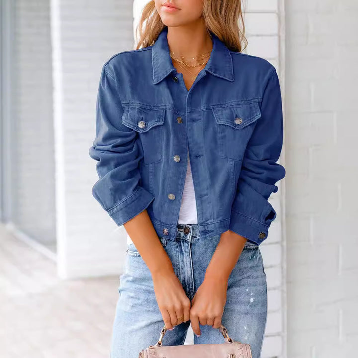 Dame Korte Denim Jakke med Modisnitt Skjora