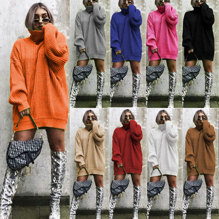 Dame chunky strikkegenser med høy krage og avslappet oversized passform Skjora