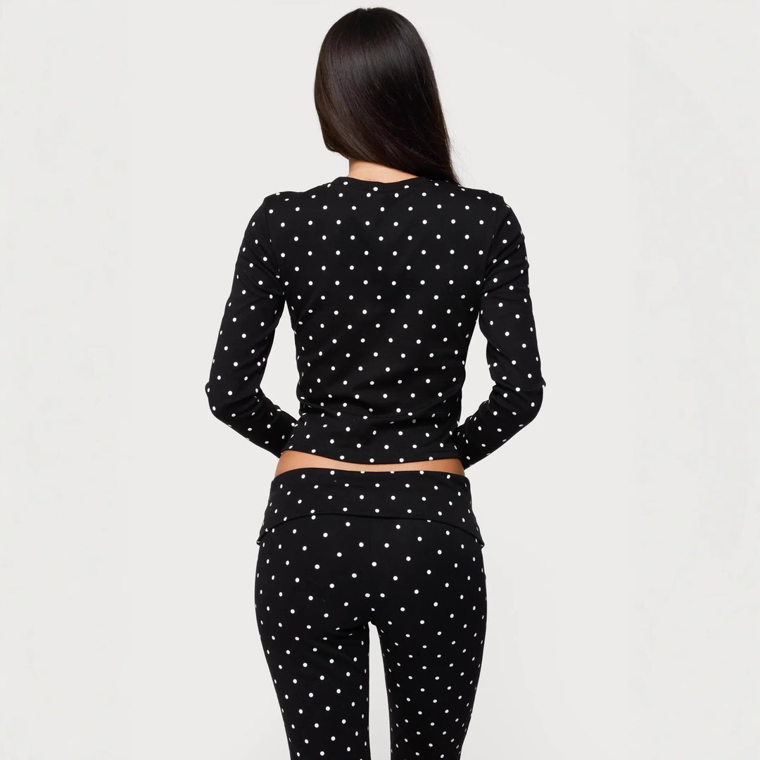 Dame Langermet prikket topp og leggings sett Skjora