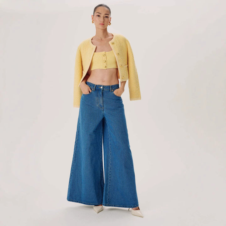 Dame vidt skjærte jeans med høy midje og elegant silhuett Skjora