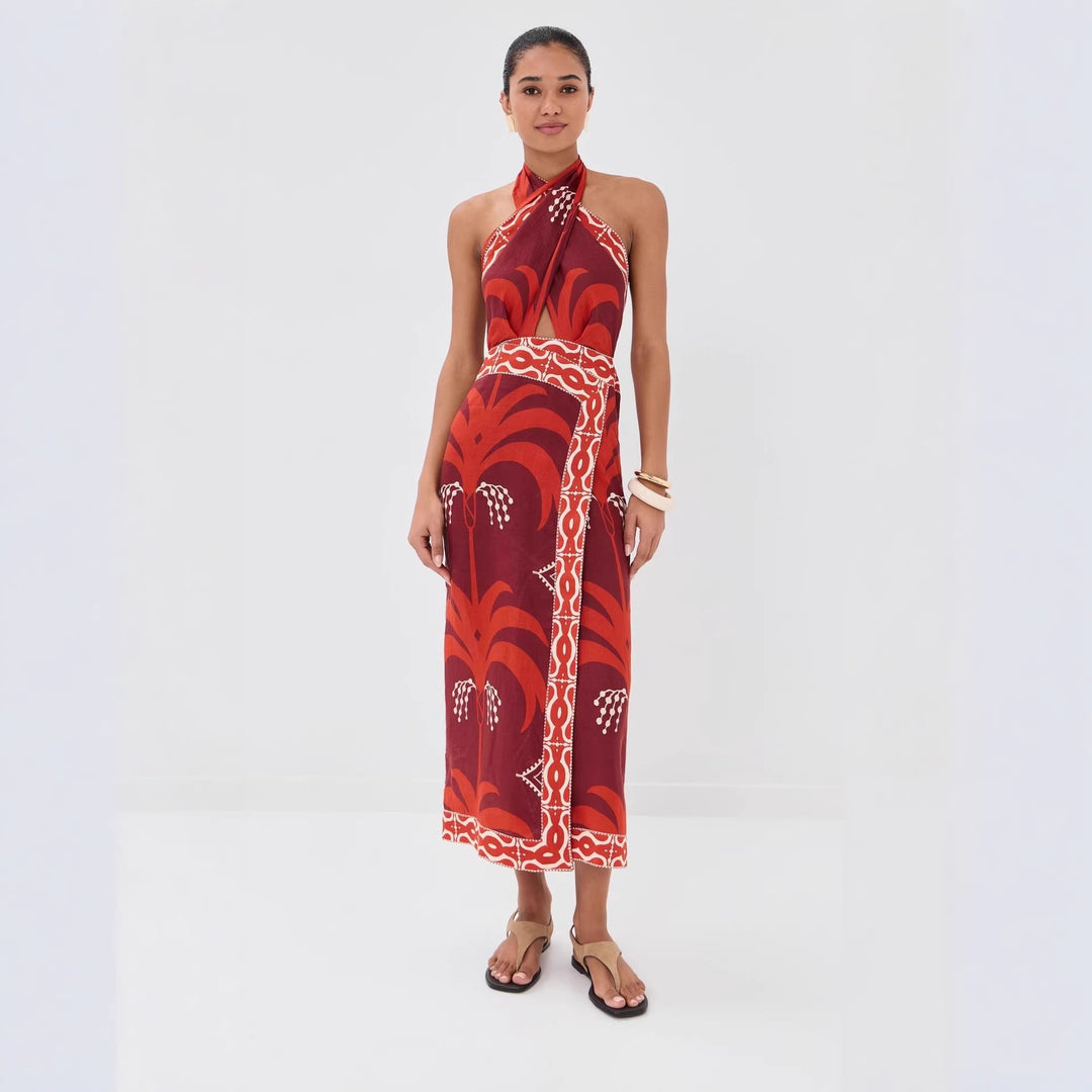 Kvinne maxi kjole med eksklusiv Boho-design Skjora