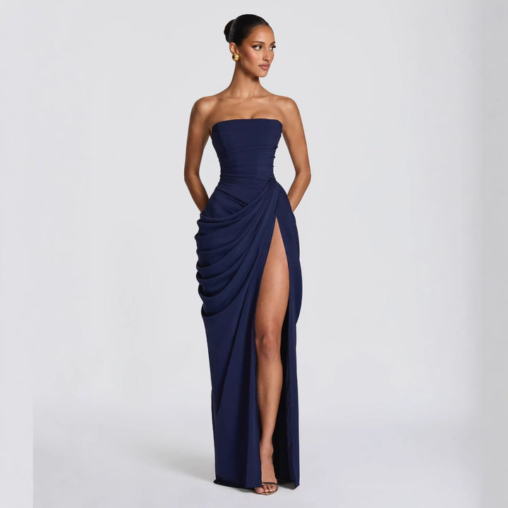 Dame Elegant kveldsdrakt med Off-Shoulder-design og Flytende Cape Skjora