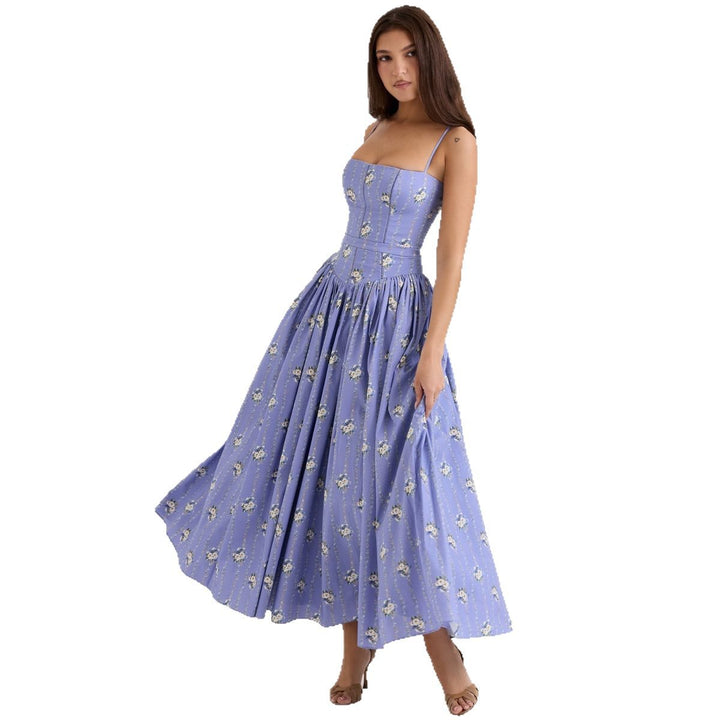 Damer Elegant Maxi Kjole med Blomster Detaljer